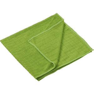 Panno per pavimenti premium in microfibra verde per pulizia senza aloni di superfici lisce.