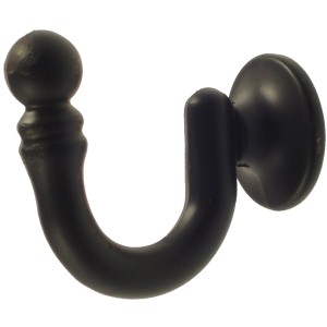 Gancio nero per bastone per tende per il montaggio di aste per tende.