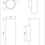 Disegno tecnico della lampada da parete Trio Marley bianca a 2 luci con dimensioni.