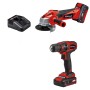 Set avvitatore a batteria: trapano avvitatore, smerigliatrice angolare e caricabatterie.