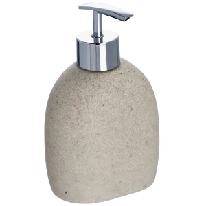 Wenko Dispenser sapone Puro, 295 ml, grigio pietra, in poliresina con pompa cromata.