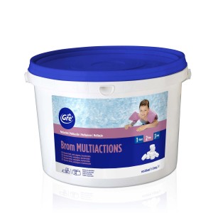 Secchio di Bromo Multi Actions per il trattamento dell'acqua della piscina.