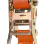 Cinghia di ancoraggio arancione LUX con cricchetto e ganci a doppia punta, larghezza 50 mm e lunghezza 8 m.