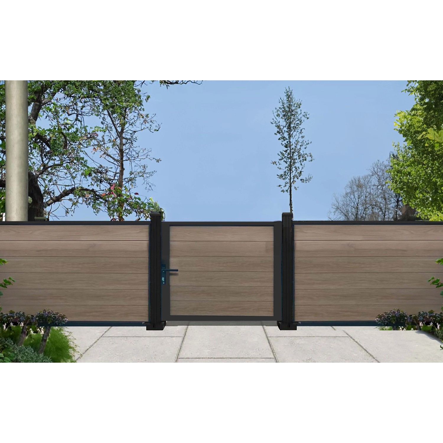 Cancello in WPC effetto legno Teck per pannello 90x95 cm legno_2