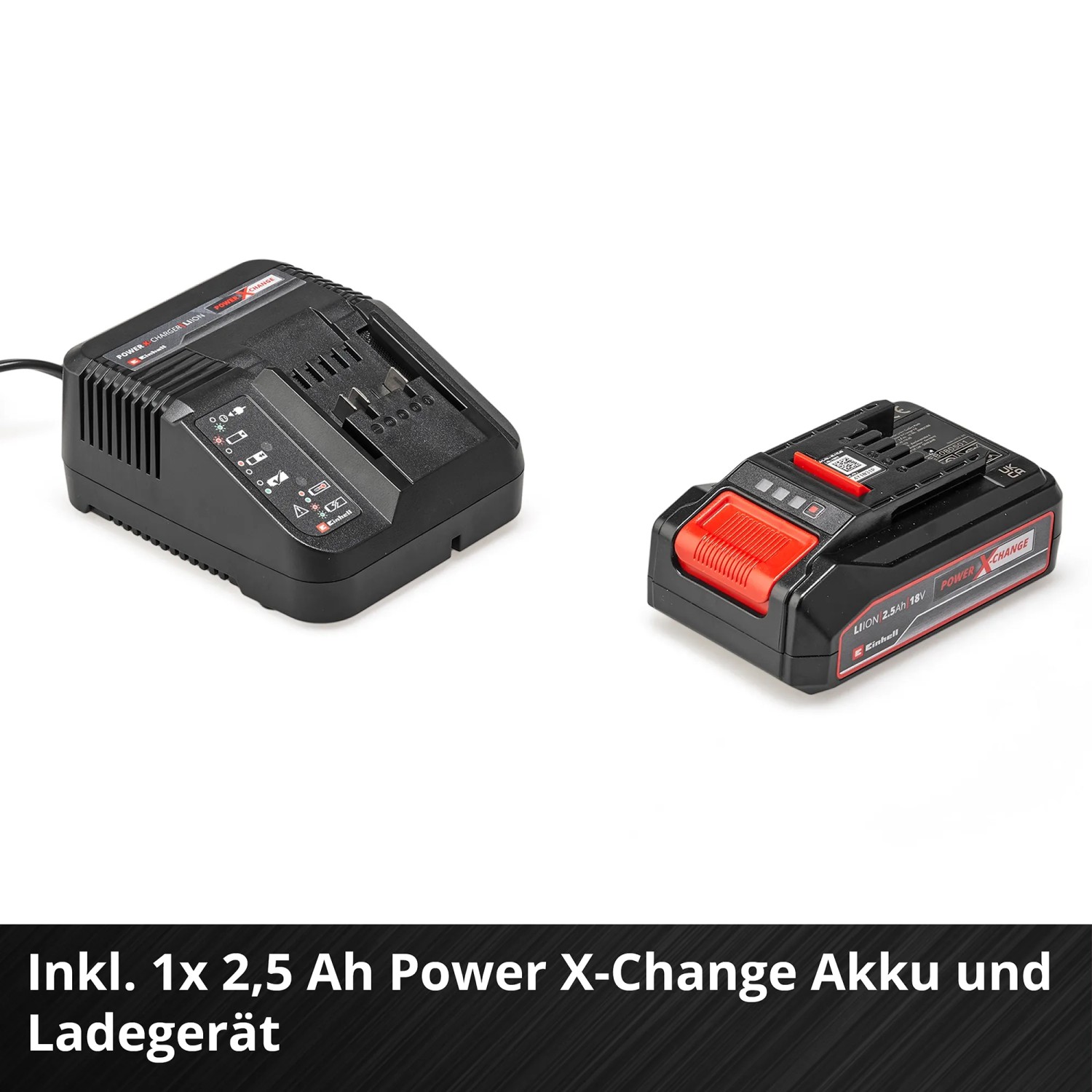 Tagliasiepi a batteria Einhell: batteria 18V (2,5 Ah) con caricabatterie, sistema Power X-Change, rosso-nero.