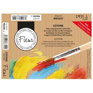 t.b.t. Telaio, tela di cotone, 40x50 cm, con pennello e macchie di colore.