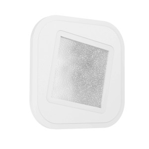 Applique LED t.b.t. bianca con forma quadrata e design moderno.