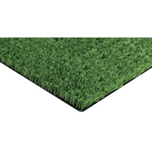 Primo piano di erba sintetica verde. Ideale per giardino, balcone o terrazza.