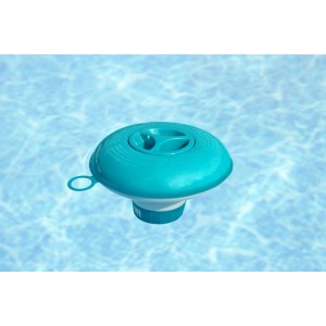Galleggiante dosatore Bestway 12,5 cm turchese-bianco in piscina. Per dosare prodotti chimici.