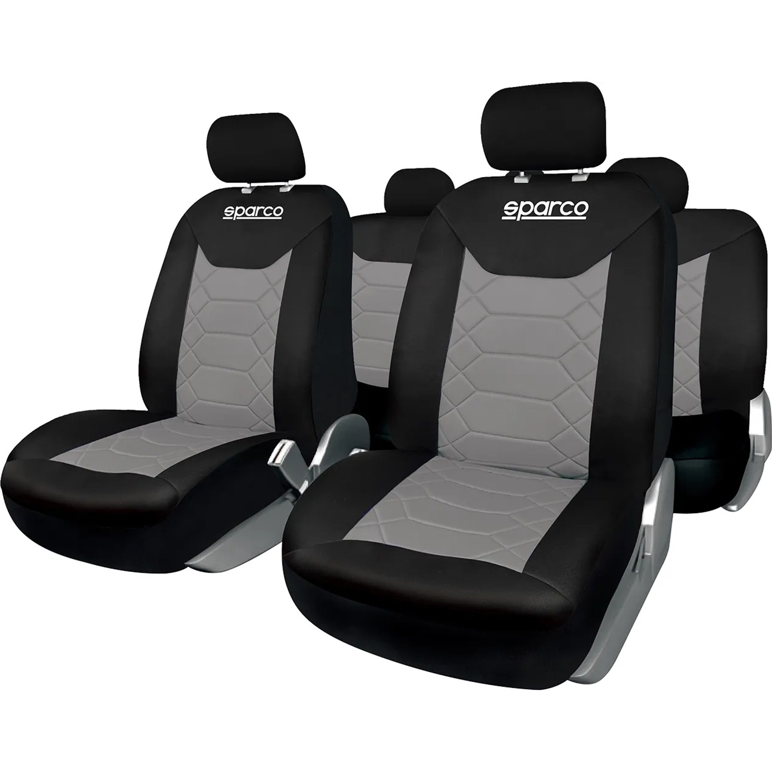 Coprisedili Sparco, set per interni auto, nero/grigio.
