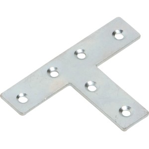 Connettore piatto a T zincato, 70x35x15mm, per fissare giunti in legno.