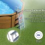 Gre Pool Pacific Rotonda, effetto legno, Ø 300 cm, con scaletta di sicurezza. Piscina con pareti in acciaio per il giardino.