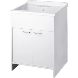 Mobile lavatoio bianco con vasca e due ante. Categoria: Lavatoi.