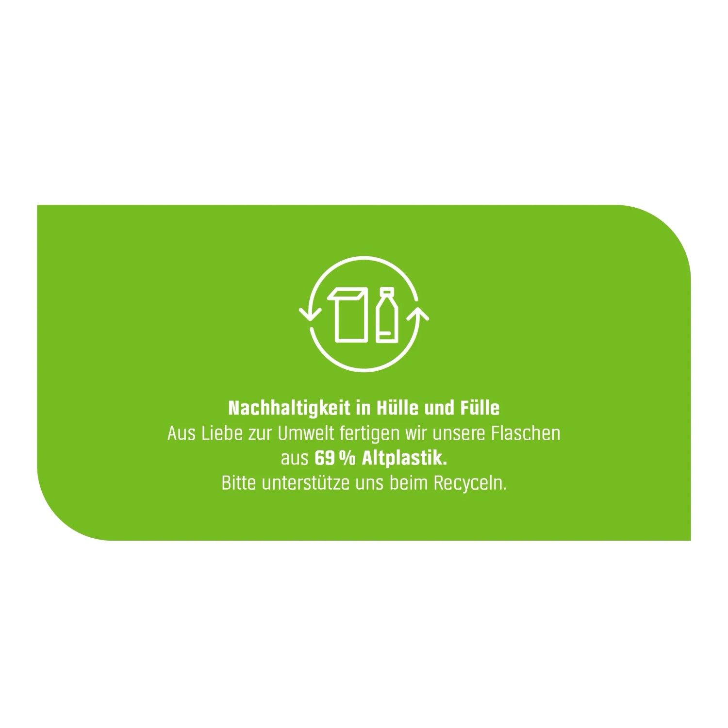 Imballaggio sostenibile del fertilizzante per orchidee GROW by OBI realizzato con il 69% di plastica riciclata.