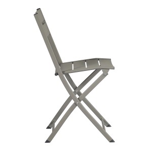 Sedia da giardino t.b.t., sedia pieghevole in metallo grigio, vista laterale.