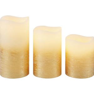 Candele decorative a LED color oro (set da 3) per interni.
