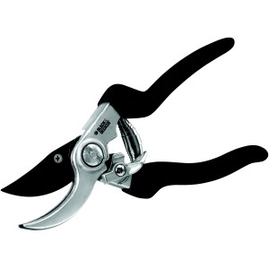 Cesoie a batteria t.b.t. con manici neri e lame argentate.