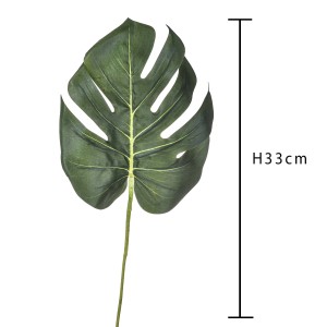 Foglia artificiale di Monstera, alta 33cm, per decorazioni. Pianta finta.