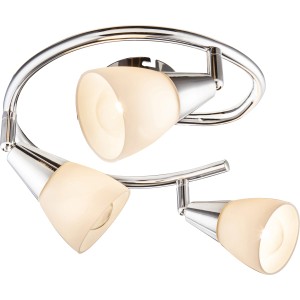 Plafoniera t.b.t. cromata con tre faretti.