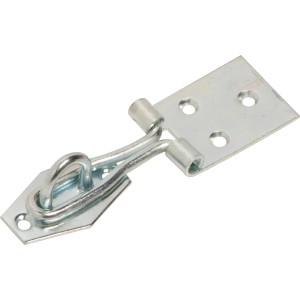 Catenaccio zincato con occhiello, 80x25 mm, per coperchi di casse e piccole porte.