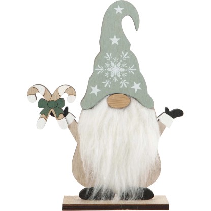 Gnomo di Natale in legno 16,5x4x21,5 cm grigio