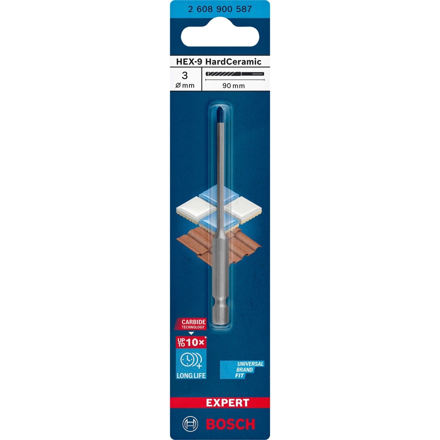 Punta per ceramica dura Bosch Expert Hex-9, 3 mm, per piastrelle