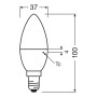 Disegno tecnico Osram LED E14 a forma di candela, dimensioni: 10 x 3,7 cm (A x Ø)