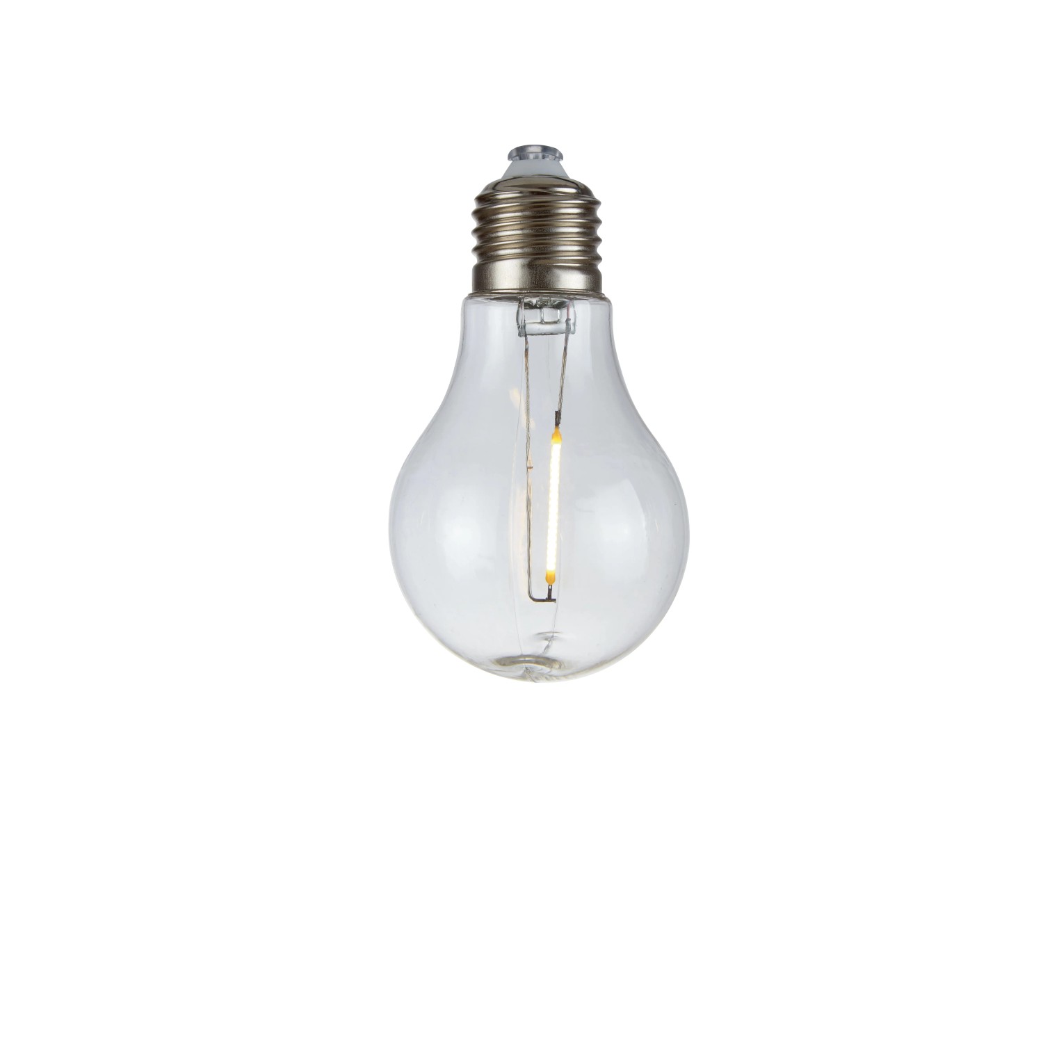 Lampadina chiara classica con filamento visibile per catene luminose solari.