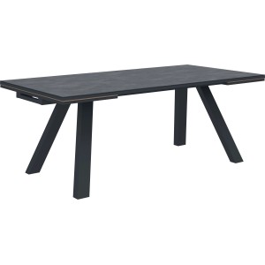 Tavolo da giardino moderno t.b.t. con piano scuro e gambe nere.