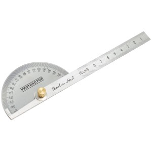 Goniometro LUX Classic 100 mm in acciaio, regolabile per misurare e segnare angoli.