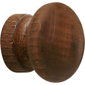 Pomello rotondo in legno scuro per mobili, armadi e cassetti.