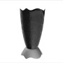 Contenitore/vaso nero t.b.t. con motivo geometrico e base grigia.