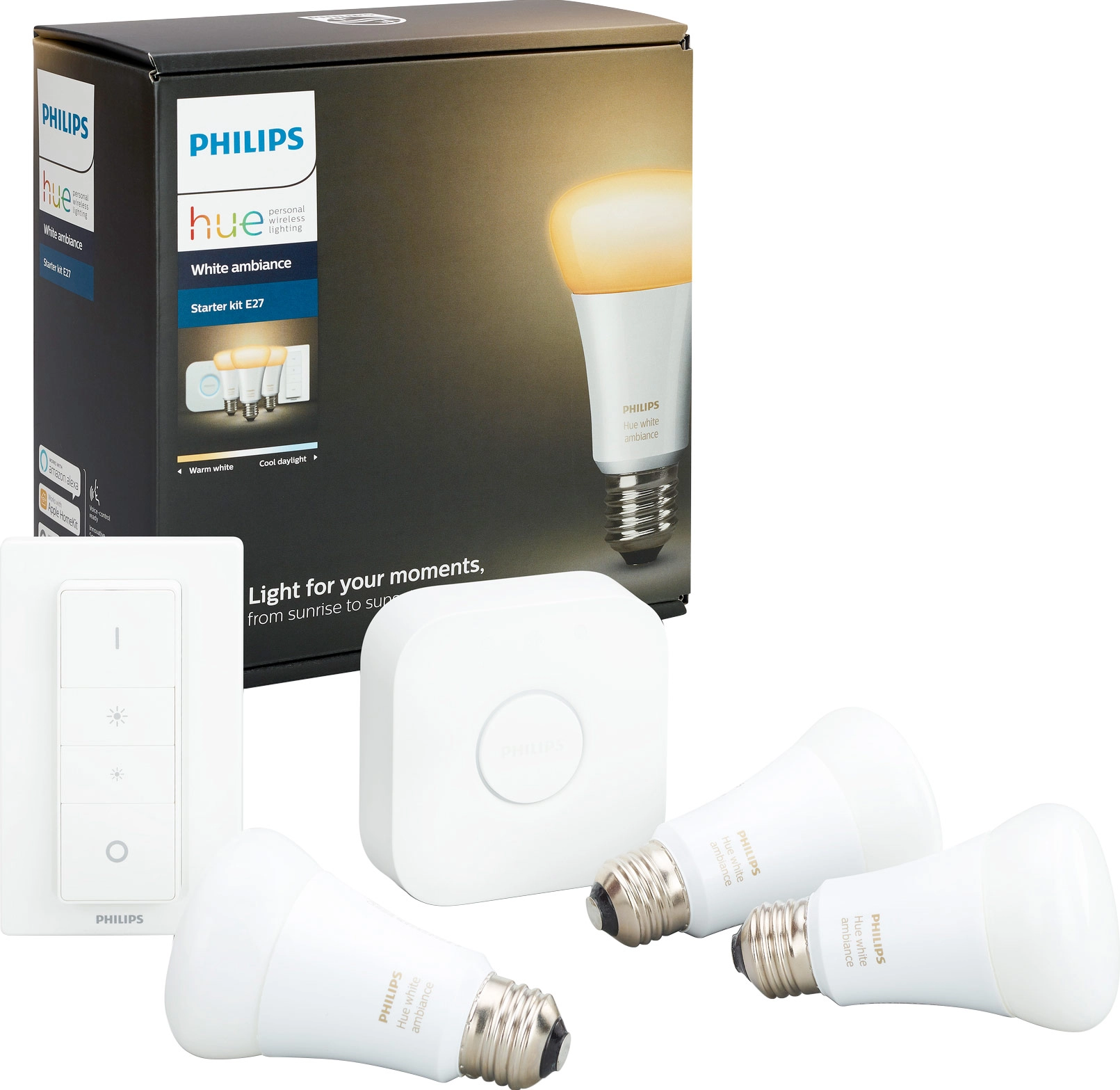 Philips Hue Starter kit White ambiance 3 lampadine, 1 Bridge e 1  telecomando