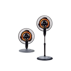 Due termoventilatori elettrici t.b.t.: modello a colonna e da tavolo, ideali per il riscaldamento elettrico.