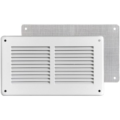 Griglia Di Ventilazione In Lamiera Bianca 440x240 Mm - Con Rete Antinsetti, Passaggio Aria 285 Cm², Da Sovrapporre