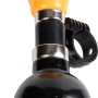 Clacson bici con imbuto giallo e sfera nera, accessorio per manubrio.