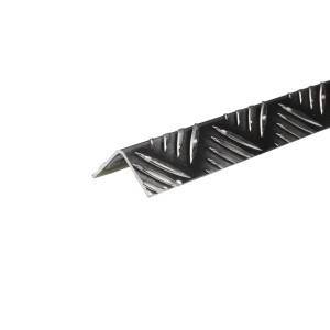 Profilo angolare retto Arcansas, 15x15 mm, alluminio, argento con motivo a scacchiera.
