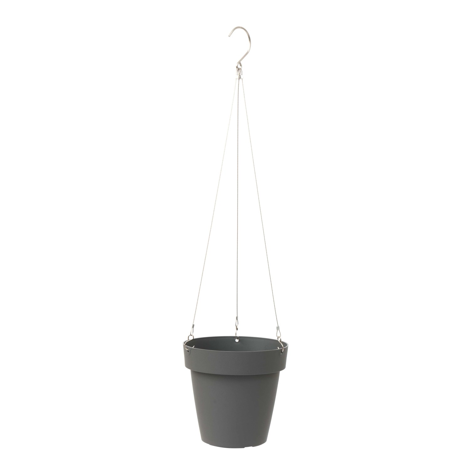 Vaso sospeso grigio t.b.t. con sospensione per piante da interno.