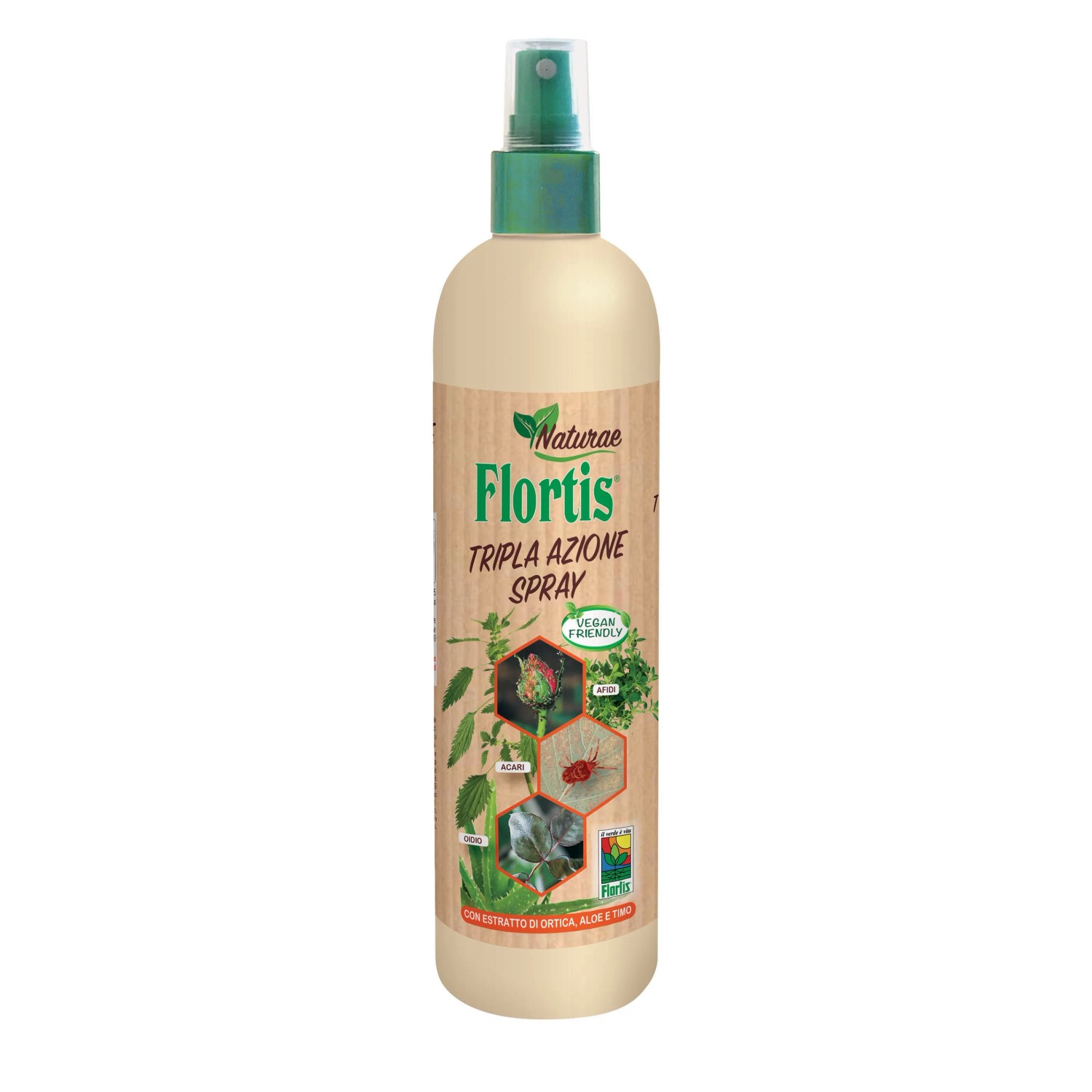 Flortis Tripla Azione Spray per il controllo dei parassiti delle piante.