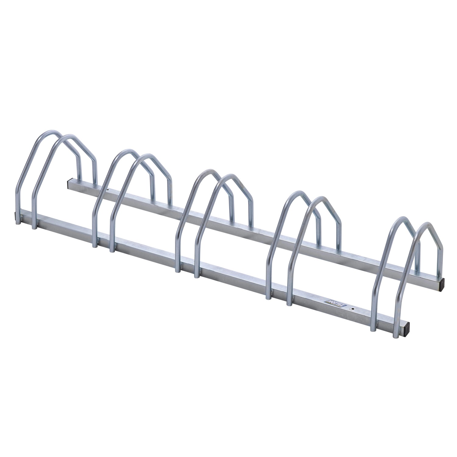 Portabiciclette Mottez per 5 biciclette con barre doppie, colore argento.