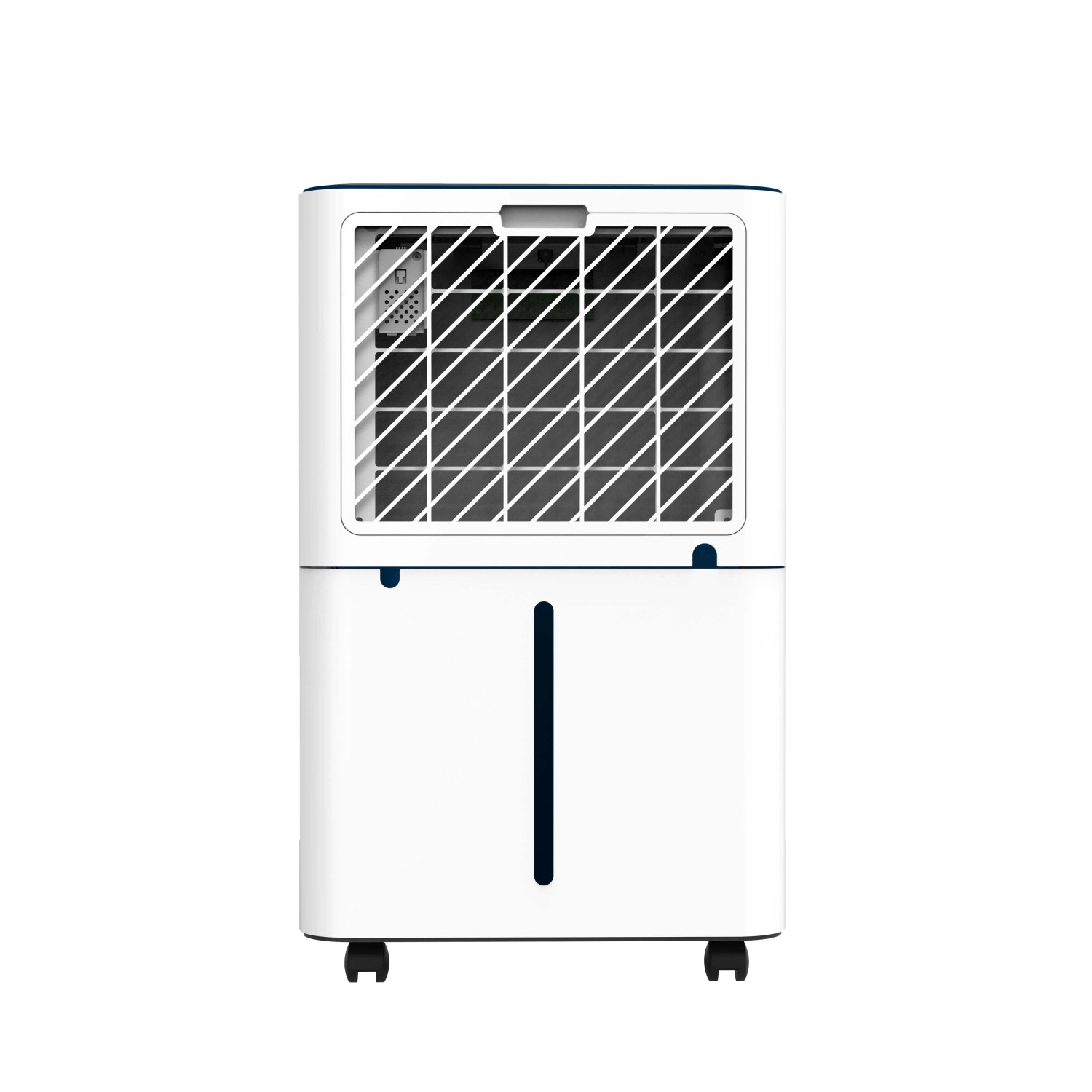 Deumidificatore t.b.t. bianco con ruote e indicatore livello acqua.