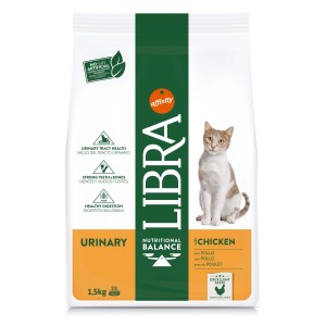 LIBRA Urinary cibo secco per gatti con pollo, confezione da 1,5 kg.