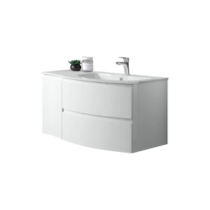 Mobile lavabo t.b.t. bianco con lavabo e rubinetto.