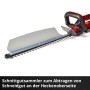 Tagliasiepi a batteria Einhell GC-CH 1855/1 Li Kit (rosso-nero) con raccoglitore di ritagli.