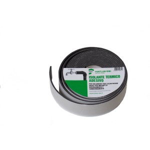Rotolo di nastro isolante autoadesivo t.b.t. per tubi, materiale isolante grigio.