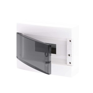 Quadro elettrico bianco con sportello trasparente, categoria "Placche e comandi".