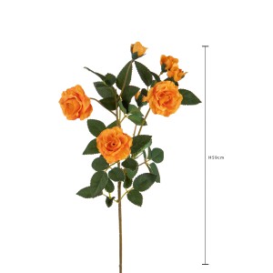 Rosa artificiale arancione, alta 59 cm, replica dettagliata per una bellezza duratura.