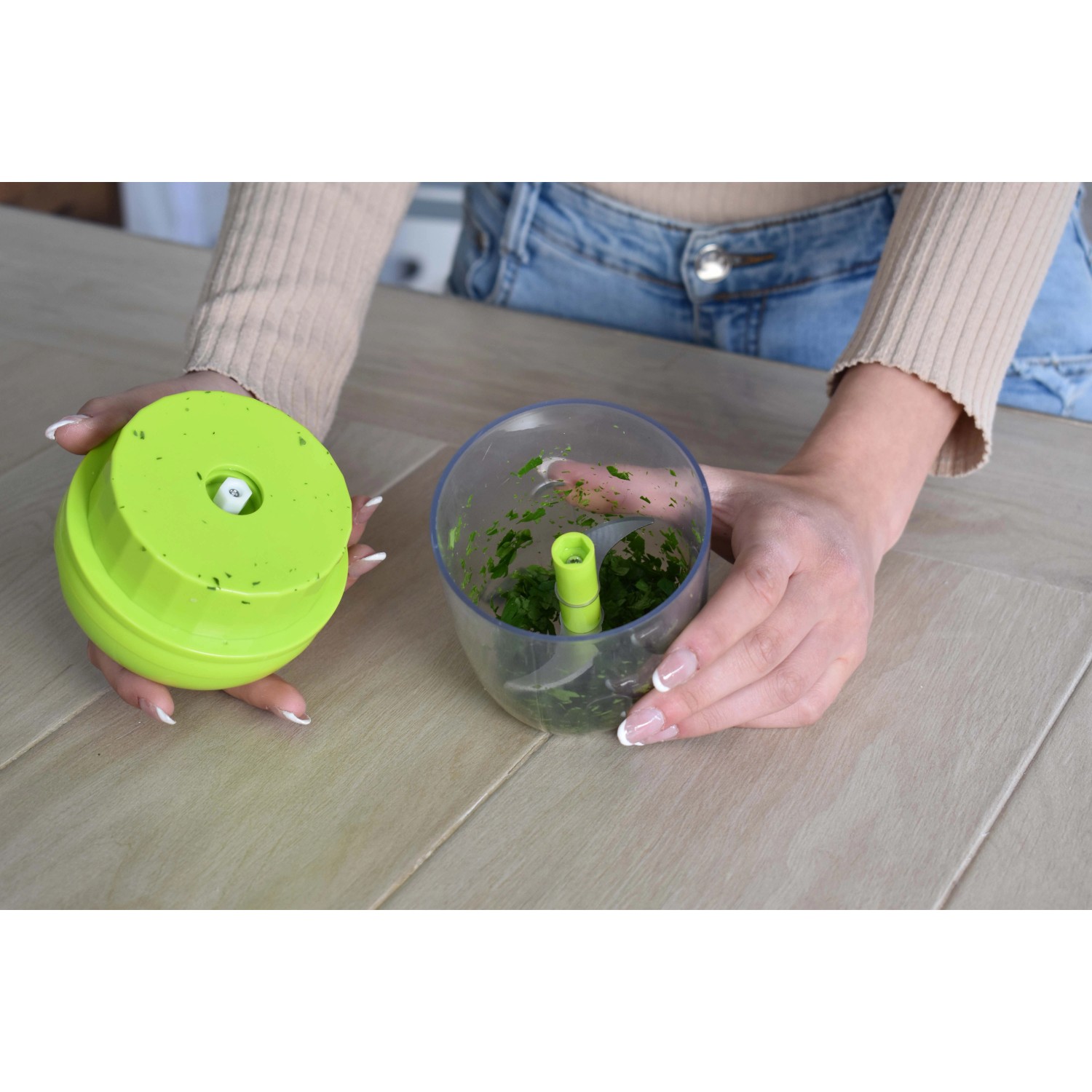 2 Mini Tritatutto Elettrico Portatile Da 300ml - Per Aglio, Cipolle, Noci E Frutta (Blu, USB)