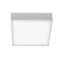 Plafoniera LED quadrata bianca per montaggio a soffitto.