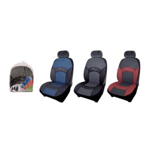 Coprisedili auto t.b.t. in blu, grigio e rosso, confezionati. Accessori interni auto.